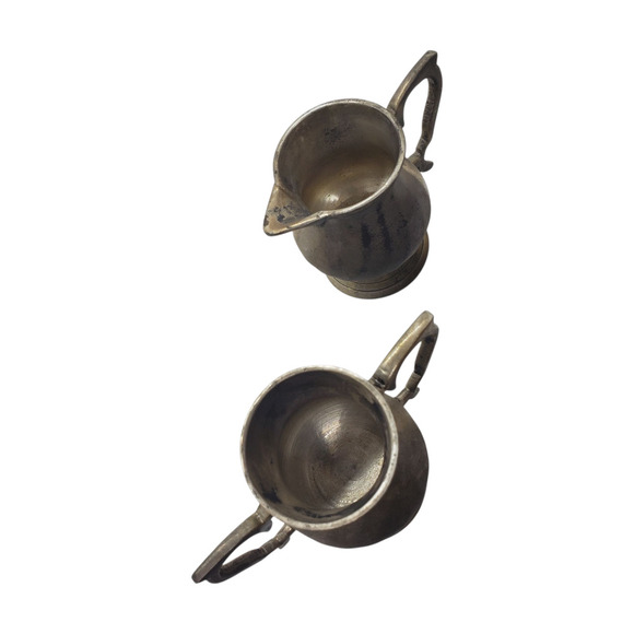 Vintage Silver Plated Miniature Tea Set Coffee Tea Pot Tray Creamer Sugar - Picture 16 of 16